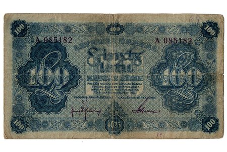 100 latu, banknote, 1923 g., Latvija