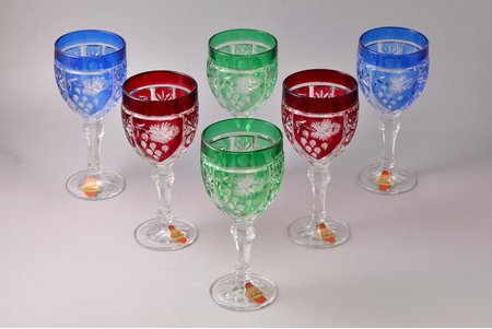 set of 6 champagne glasses, Anna Hütte Bleikristall, Germany, the middle of the 20th cent., h 18.1 cm