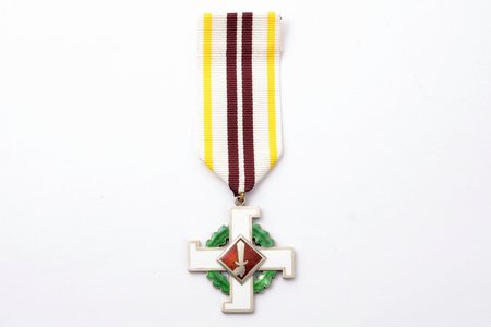 Крест Заслуг Айзсаргов, Латвия, 20е-30е годы 20го века, 44.6 x 40.3 мм, лента новая, без клейма производителя, дефекты эмали