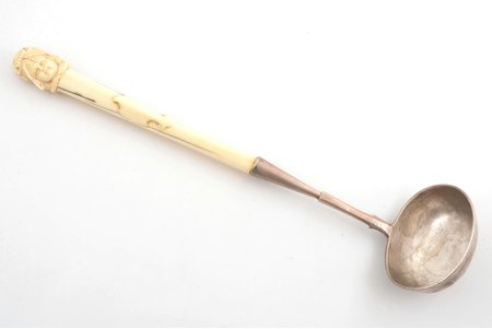 ladle, silver/ivory, 84 standard, total weight of item 271.6 g, 42 cm, 1861, Moscow, Russia