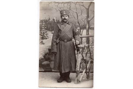 photography, Imperial Russian Army, Russo-Japanese War, portrait of Indrikis Berzins, Latvia, Russia, beginning of 20th cent., 14х9 cm
