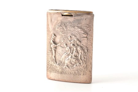 matches' holder, silver/metal, 875, 900 standard, 49.3 g, silver stamping, 6.2 x 4.3 x 1.3 cm, the 1st half of the 20th cent., Europe