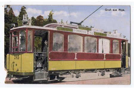 открытка, Рига, трамвай, Латвия, Российская империя, начало 20-го века, 14х8.8 см