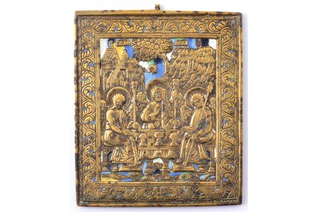 icon, The Trinity, copper alloy, 6-color enamel, Russia, the 2nd half of the 19th cent., 11.5 x 9.5 x 0.4 cm, 294.7 g.