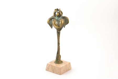 sculpture, "Flower", by artist Gocha Huskivadze (1964), bronze, h (with base) 25 cm, weight 992 g., Latvia, sculptor's work, the border of the 20th and the 21st centuries