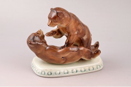 statuete, Lāču rotaļas, porcelāns, Vācija, Heinz & Cо Porcelain, 20 gs. 50tie gadi, 11.7 cm