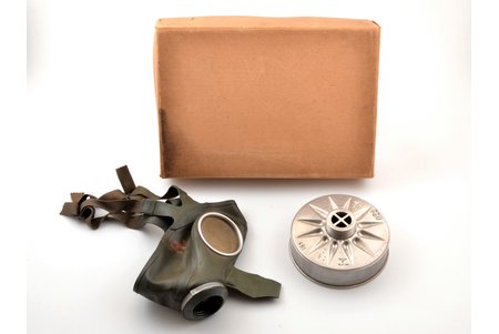 gas mask, RL1-38/4, Third Reich, Germany, the 30-40ties of 20th cent., in original packaging, box dimensions 6 x 29.5 x 21 cm