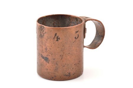 мерная чаша, Мастерская CGH, объем 1/200 ведра, медь, Российская империя, 1845 г., h 5 см, вес 113.8 г