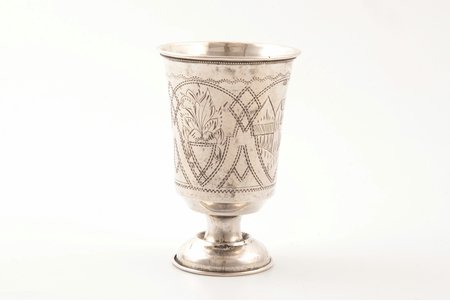 cup, silver, 84 standard, 50.45 g, engraving, h 8.8 cm, 1896, Moscow, Russia