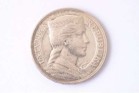 5 латов, 1931 г., серебро, 835 проба, Латвия, 25 г, Ø 37.2 мм