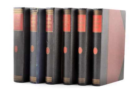 "Latviešu literātūras vēsture", 6 sējumi, redakcija: doc. Dr. phil. h.c. Ludis Bērziņš, 1935-1937 g., "Literatūra", Rīga, ilustrācijas uz atsevišķām lappusēm, 24 x 16 cm
