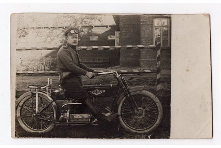 фотография, Русская императорская армия, мотоцикл, Российская империя, начало 20-го века, 13.3x8.3 см