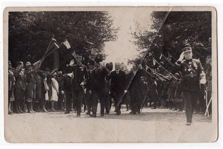 фотография, Президент Латвии Густавс Земгалс, визит короля Швеции Густава V  в Риге, Латвия, 20-30е годы 20-го века, 13.8х8.8 см