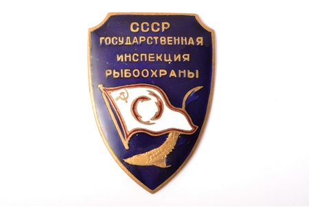 badge, State Inspectorate of the fish protection, USSR, 70ies of 20 cent., 49 x 34.7 mm