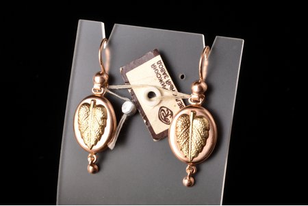 earrings, gold, 583 standard, 6.05 g., the item's dimensions 4.2 x 1.4 cm, Riga Jewelry Factory, Riga, Latvia, USSR