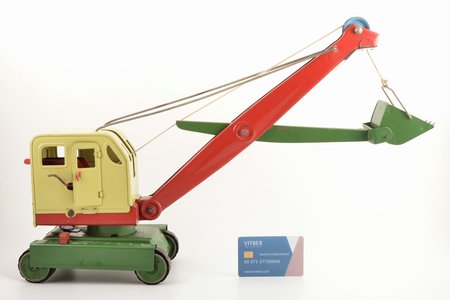 a toy, Excavator, АЗЛК (Automobile Factory in Honour of the Leninist Communist Youth Union), metal, USSR, 1970, with additional ladle