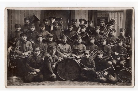 photography, Latvian Army, military orchestra, 2nd Ventspils infantry regiment, Latvia, 20-30ties of 20th cent., 13.8х8.6 cm