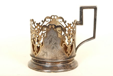 tea glass-holder, silver, "Grapes bunch", 875 standard, 87.8 g, 1954, Moscow, USSR