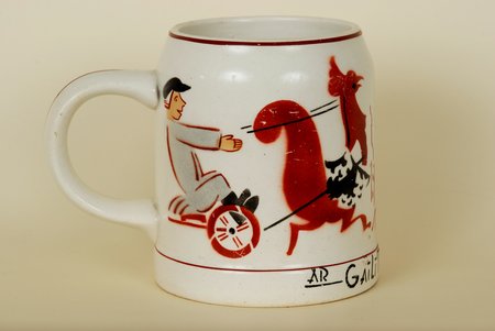 beer mug, N.Strunke draft, M.S. Kuznetsov manufactory, Riga (Latvia), 1937, 11.5 cm