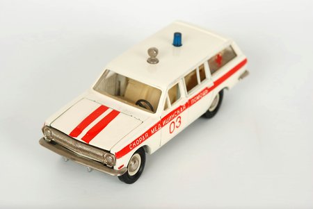 car model, GAZ 24 02 Volga Nr. А24, "Ambulance", metal, USSR, ~ 1985