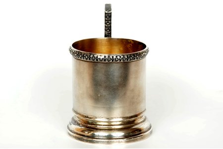 tea glass-holder, silver, 875 standard, 101.5 g, the 20-30ties of 20th cent., Latvia