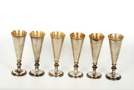 little glass, silver, 875 standard, 127 g. g, the 20-30ties of 20th cent., Latvia