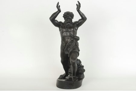 figurine, "Hercules", cast iron, h=38.5 cm, weight ~5640 g., Russia, Kasli, the beginning of the 20th cent.