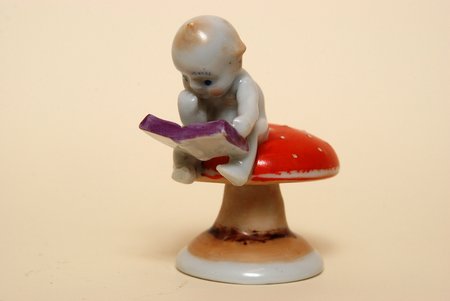 figurine, Little boy sitting on a mushroom, porcelain, Riga (Latvia), M.S. Kuznetsov manufactory, the 30ties of 20th cent.