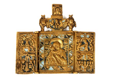 bronza, 2-krāsu emalja, Krievijas impērija, 19. gs., 9.1 x 10.2 cm