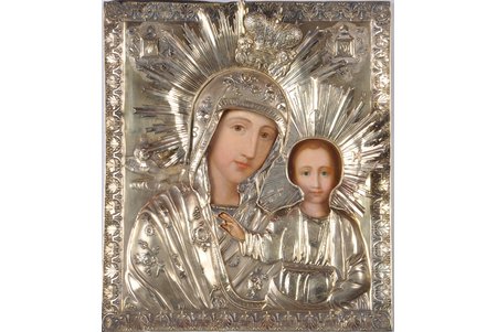 Mother of God of Kazan, board, silver, painting, Russia, the 19th cent., 27 x 22.5 cm