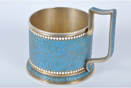 tea glass-holder, silver, 84 standard, 149.6 g, 1892, Russia, Klingert Gustav (1836-1921) - merchant of Moscow and the owner of the factory of silver goods. Set up a factory of silver goods, also made goods with 'Russian enamel' by orders of Faberge